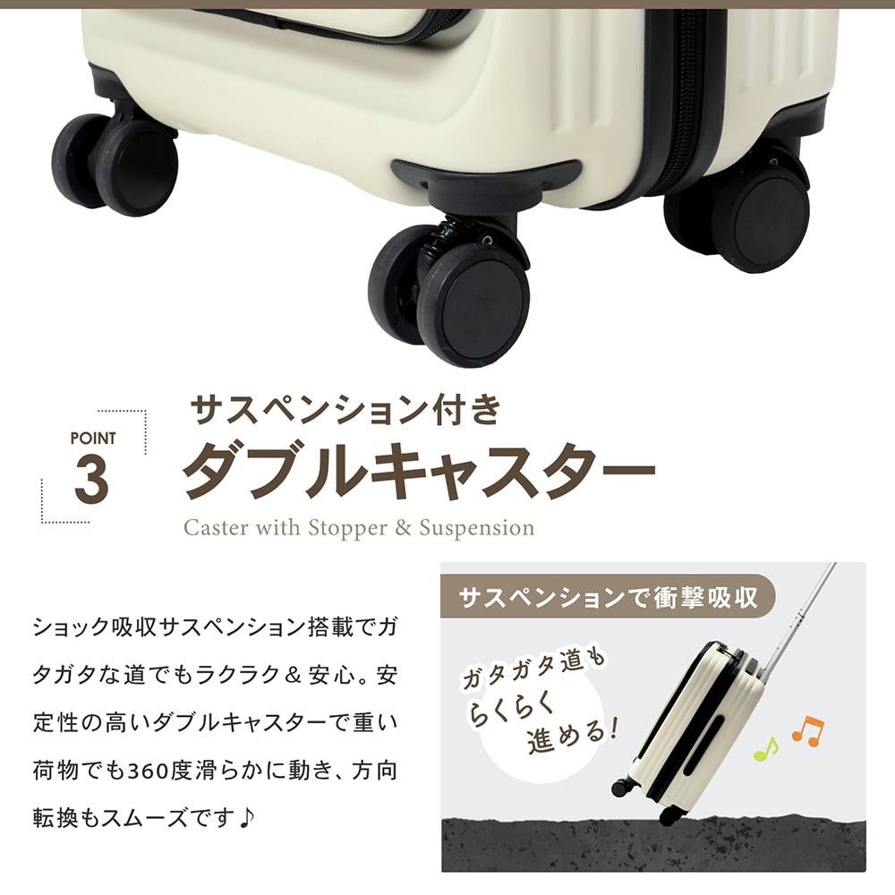 LIFELEX　フロントオープンスーツケース　ＫＷＨ１４－７８７６　アイボリー アイボリー