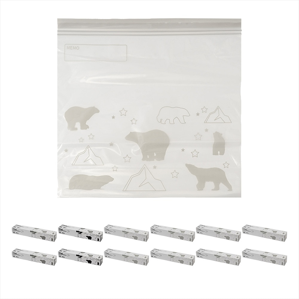 LIFELEX　抗菌マチ有りダブルジッパーバッグ3Ｌ厚手　20枚入　3833－012－007Ｗ　透明　×12個セット 3L　×12個セット