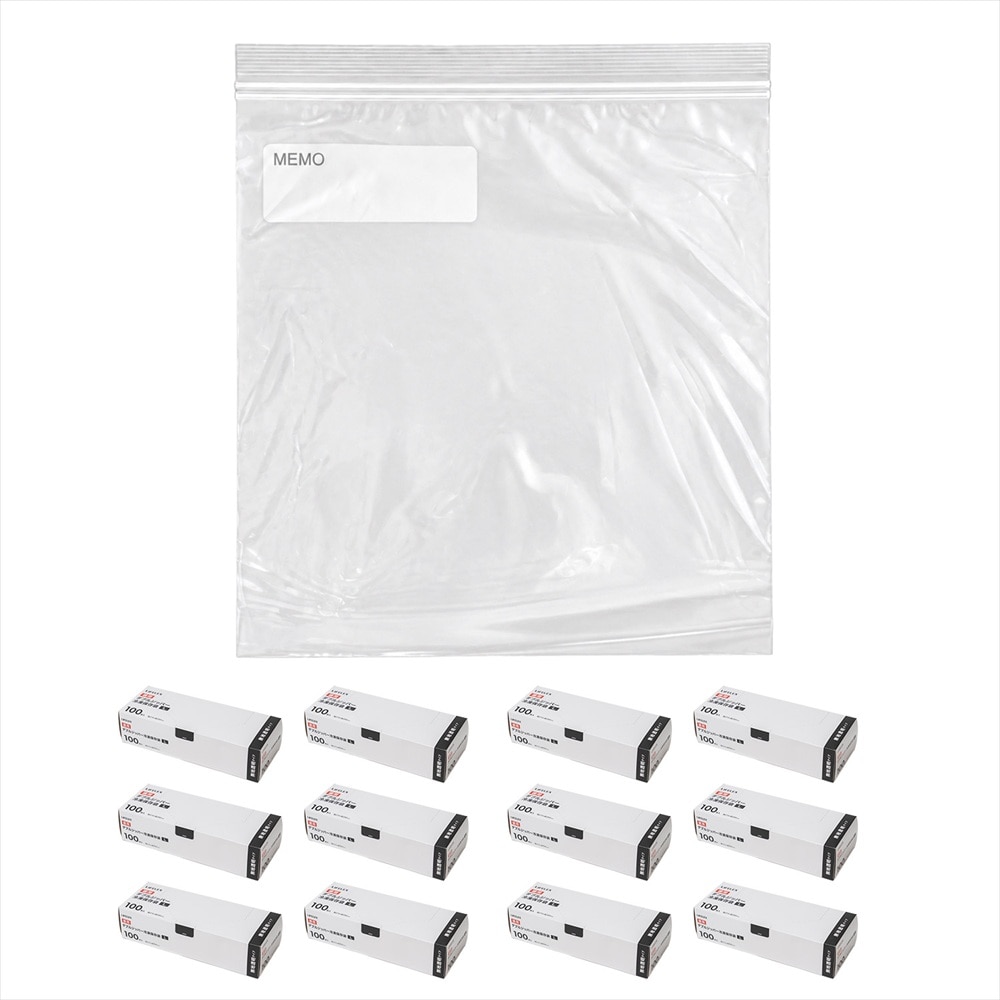 LIFELEX　徳用ダブルジッパーバッグＬ　100枚入　2728－0055Ｗ　透明　×12個セット