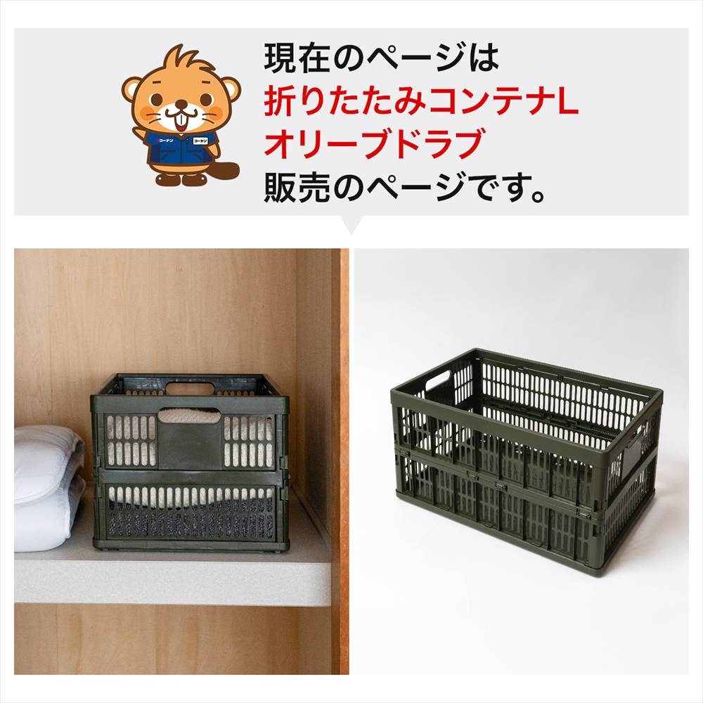 LIFELEX　折りたたみコンテナＬ　オリーブドラブ 単品
