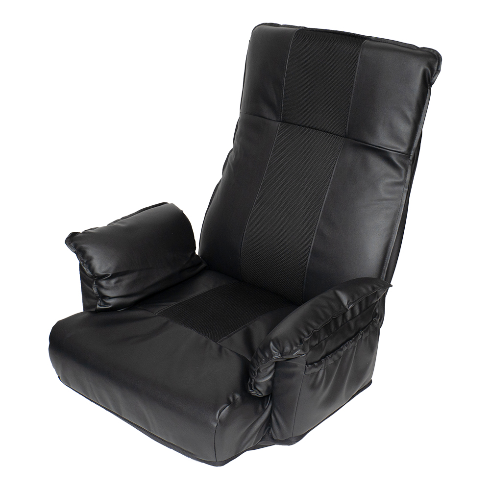 LIFELEX ヘッドリクライニングレスト回転座椅子ブラック　レザー調