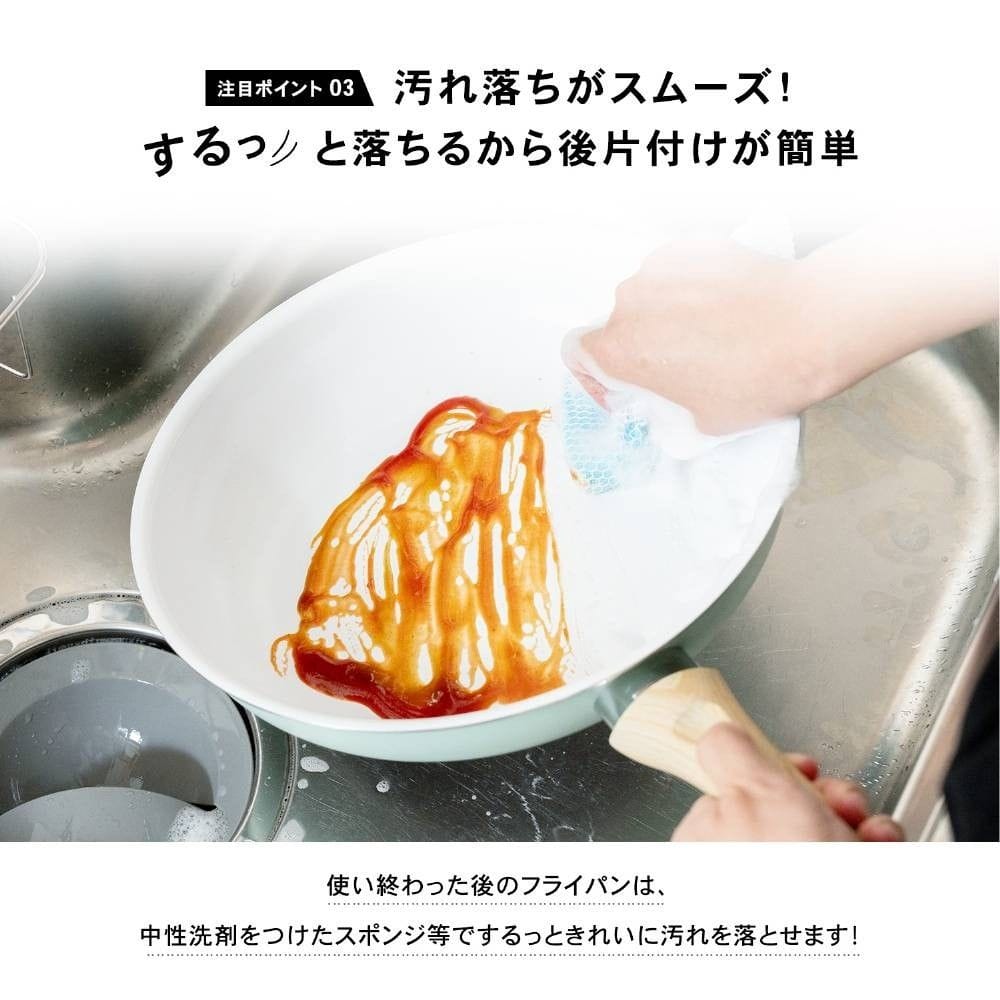 LIFELEX　セラミックフライパン　３０cm　ミント ３０cm