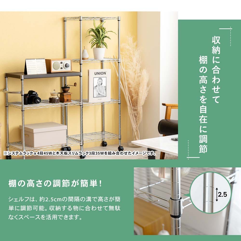 LIFELEX システムラックα４段　４５ｗ１９Φ　４５３０－１２５ ４段　４５ｗ１９Φ