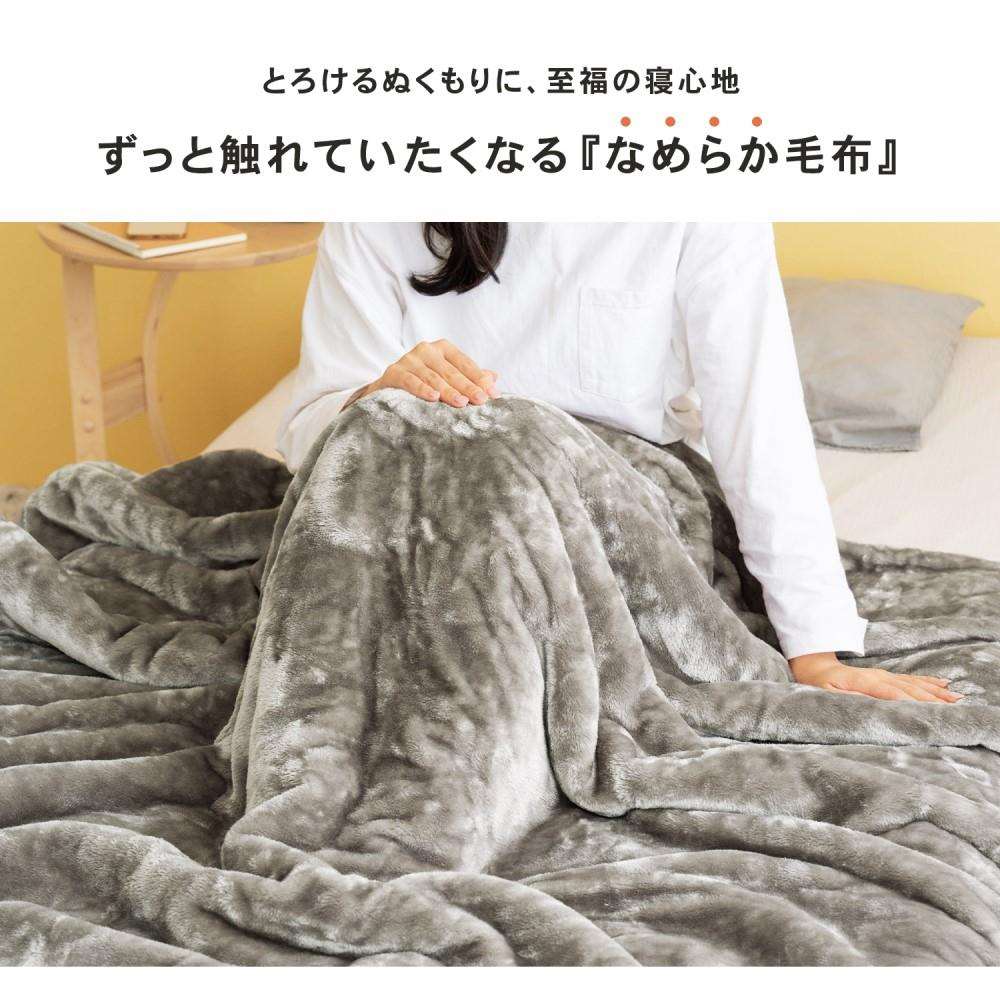 LIFELEX Ｗウォーム＋なめらか毛布　Ｓ　グレージュ Ｓ　グレージュ