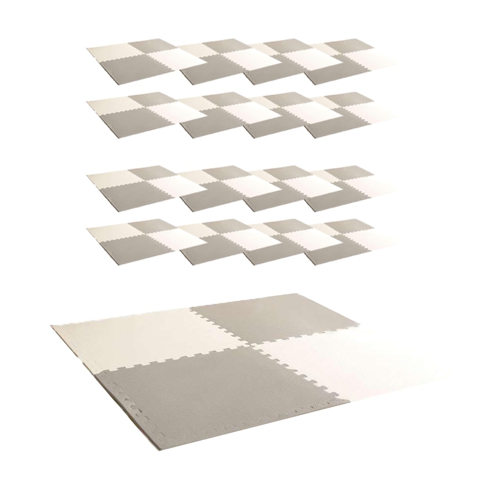 LIFELEX 大判ジョイントマット4枚入 ふち付 約60×60×1cm モカ/アイボリー ×16セット モカ/アイボリー 60cm角 厚み1cm×64枚（約12畳）