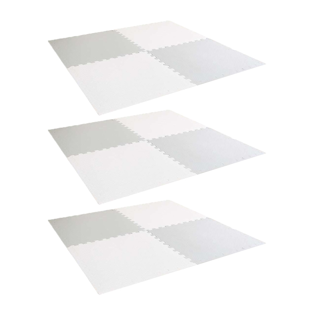 LIFELEX 大判ジョイントマット4枚入 ふち付 約60×60×1cm グレージュ/ホワイト ×3個セット グレージュ/ホワイト 60cm角 厚み1cm×12枚
