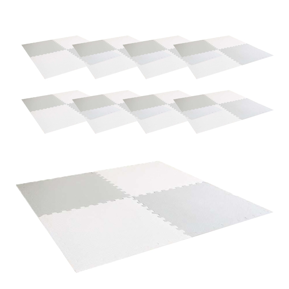 LIFELEX 大判ジョイントマット4枚入 ふち付 約60×60×1cm グレージュ/ホワイト ×8セット グレージュ/ホワイト 60cm角 厚み1cm×32枚（約6畳）