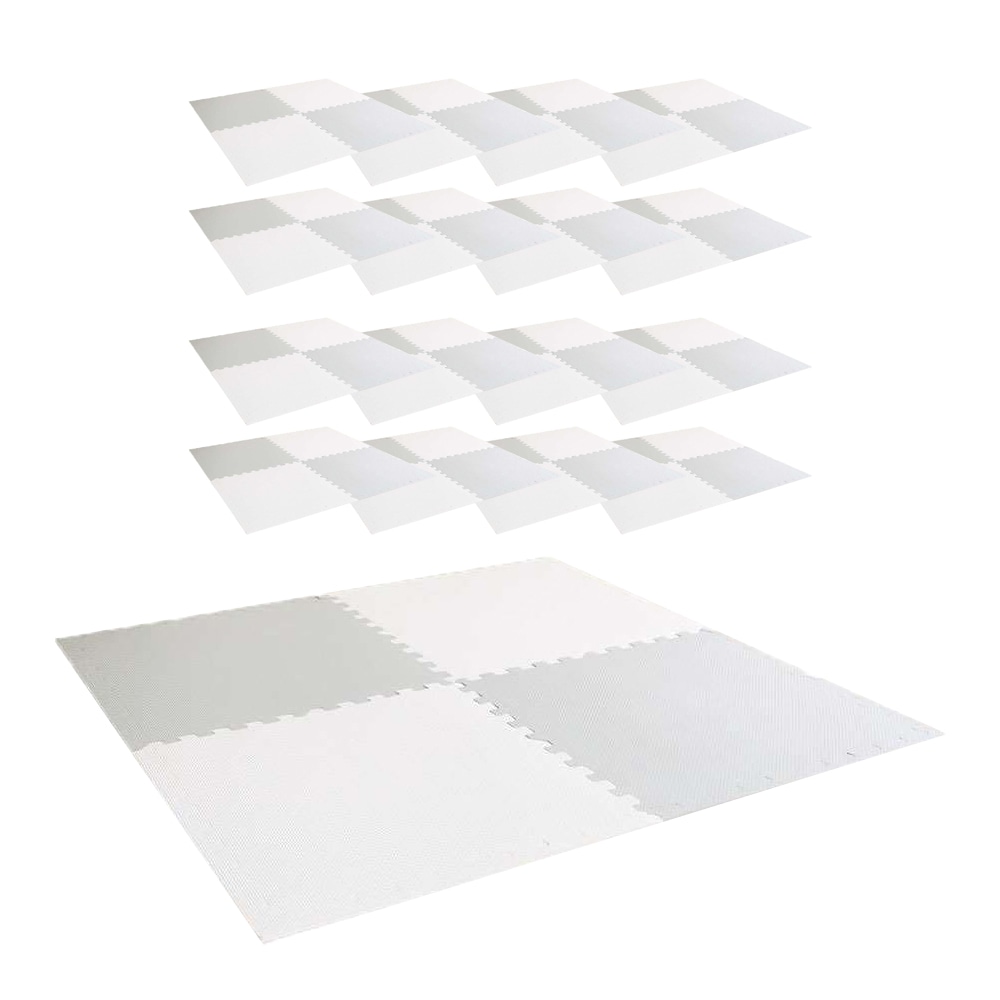 LIFELEX 大判ジョイントマット4枚入 ふち付 約60×60×1cm グレージュ/ホワイト ×16セット グレージュ/ホワイト 60cm角 厚み1cm×64枚（約12畳）