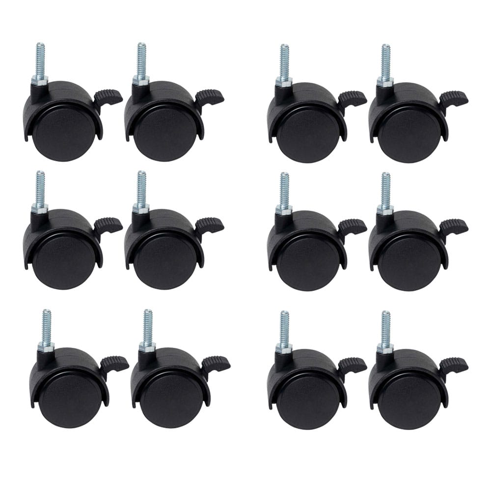 LIFELEX　２５Φシステムラック　ストッパーキャスター２Ｐ　２５－ＣＳＳＴ　ブラック　×６組セット 25Φ用　(ストッパー付) ×6組セット