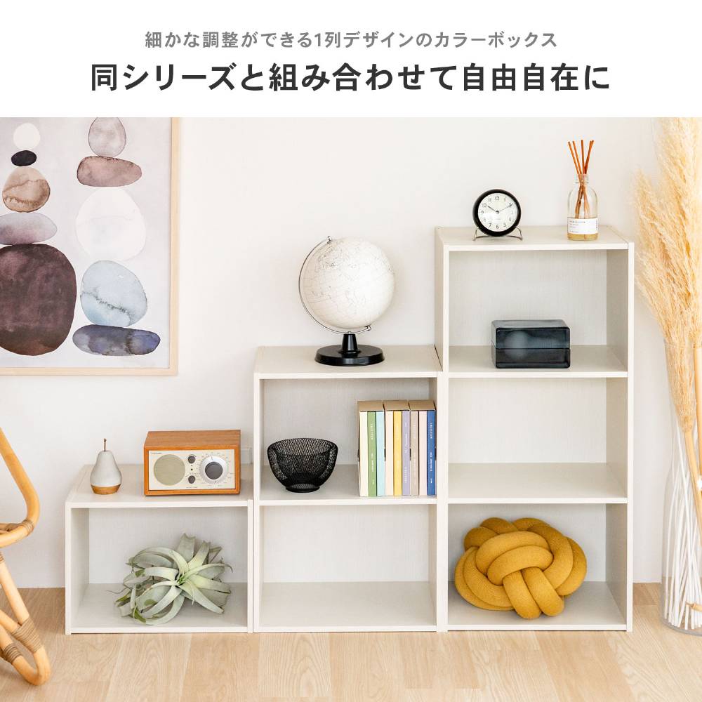 LIFELEX 2段カラーボックス ホワイト β ホワイト 2段
