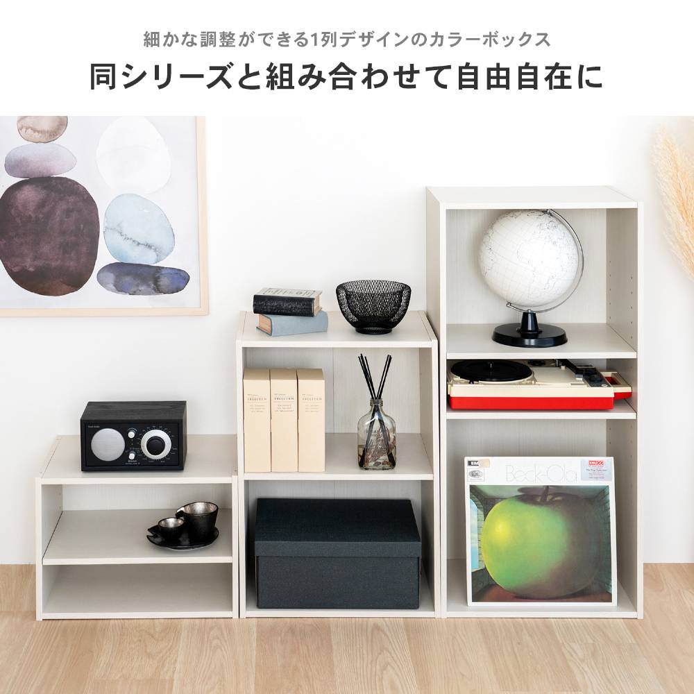 LIFELEX　２段カラーボックス　可動棚　ホワイト　β ホワイト 2段 可動棚