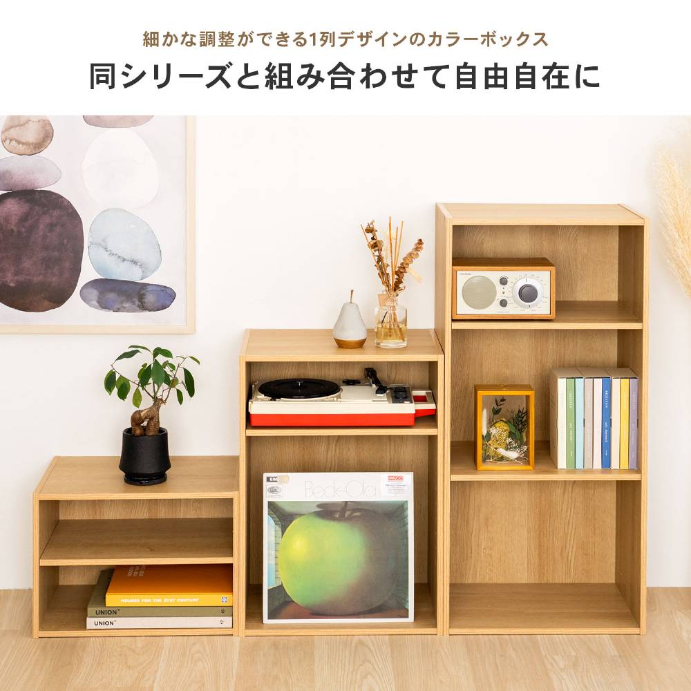 LIFELEX　２段カラーボックス　可動棚　オーク　β オーク 2段 可動棚