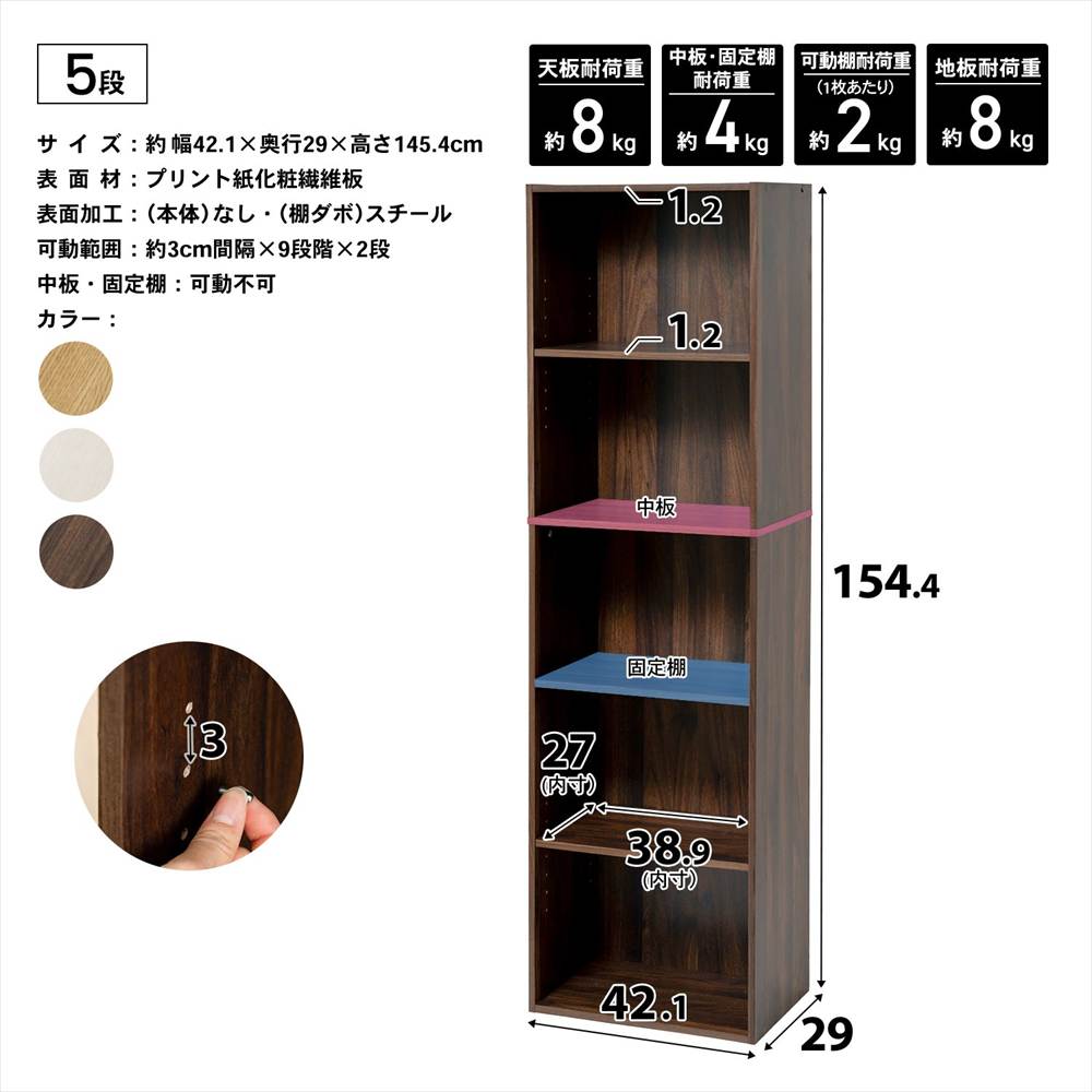 LIFELEX 2段カラーボックス 可動棚 ダークブラウン β ダークブラウン 2段 可動棚