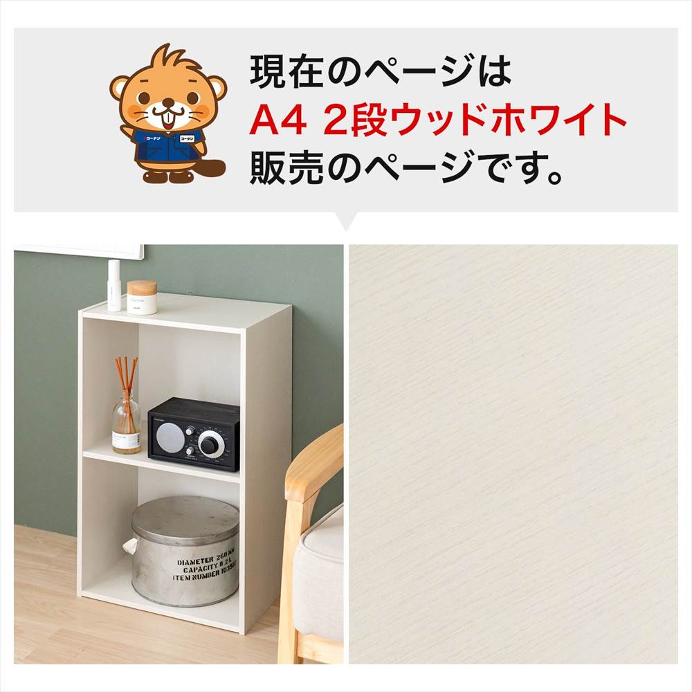2段A4カラーボックスホワイト