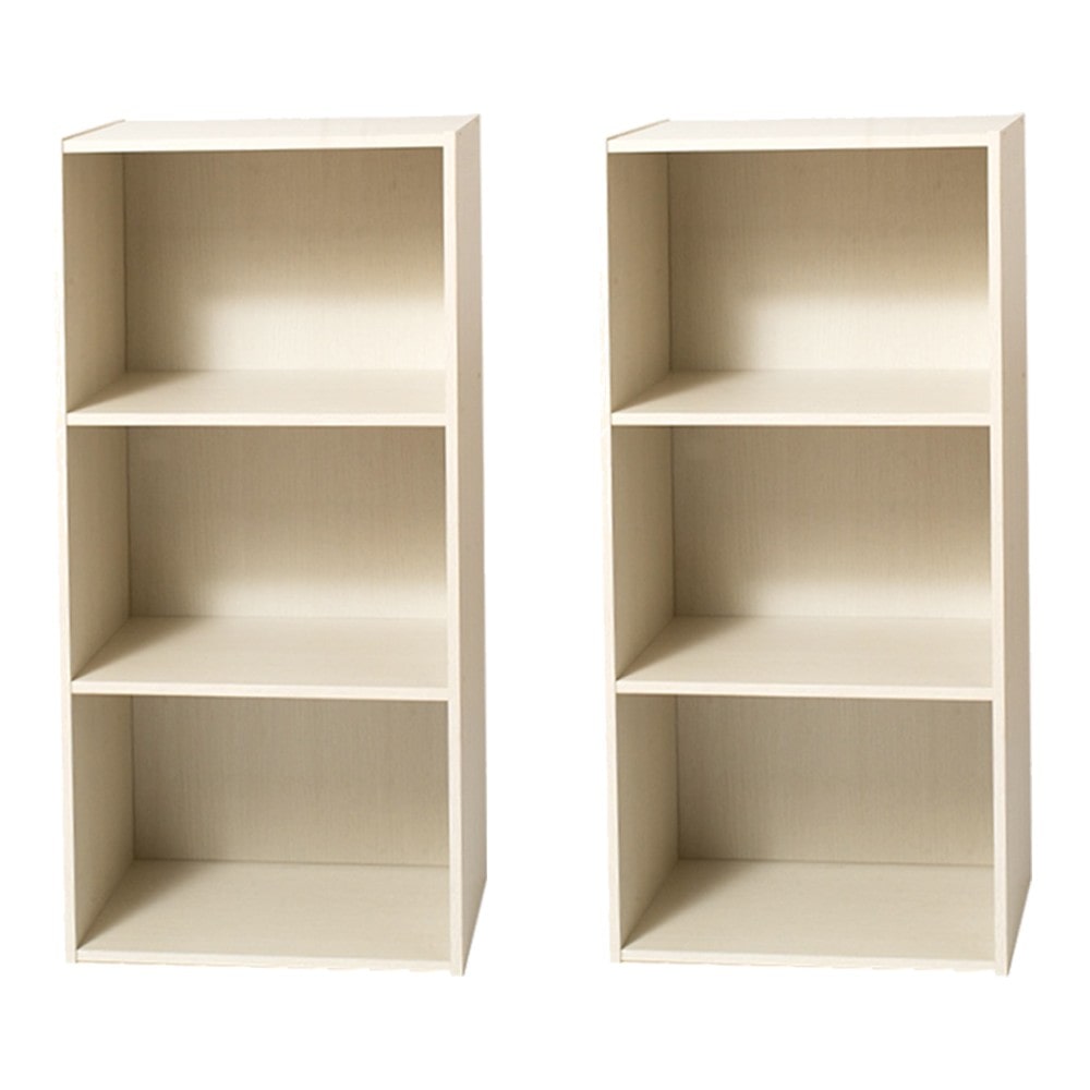 LIFELEX 3段カラーボックス ウッドホワイト β ×2個セット ウッドホワイト 2個セット販売