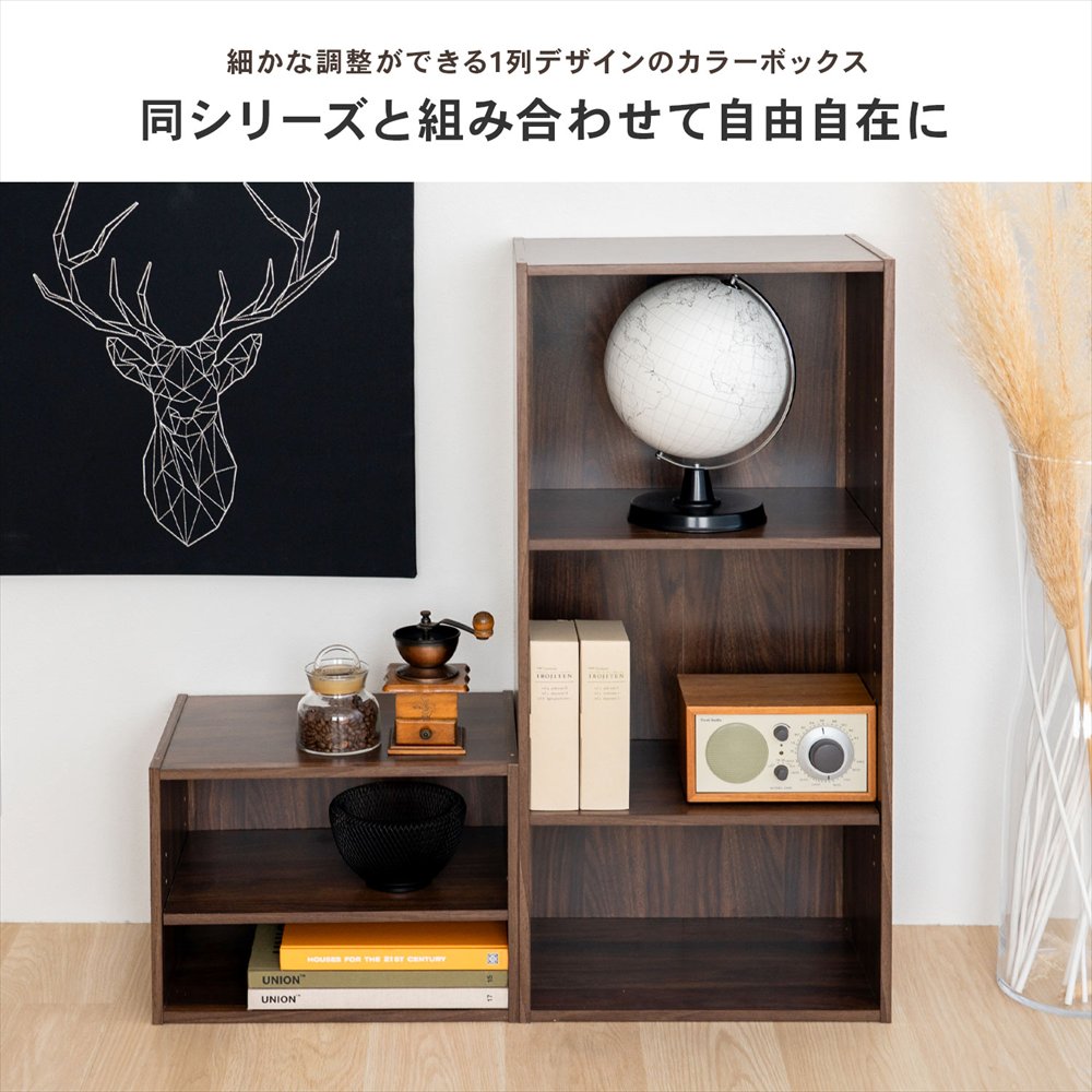 LIFELEX 3段カラーボックス 可動棚 ダークブラウン β ダークブラウン 3段 可動棚