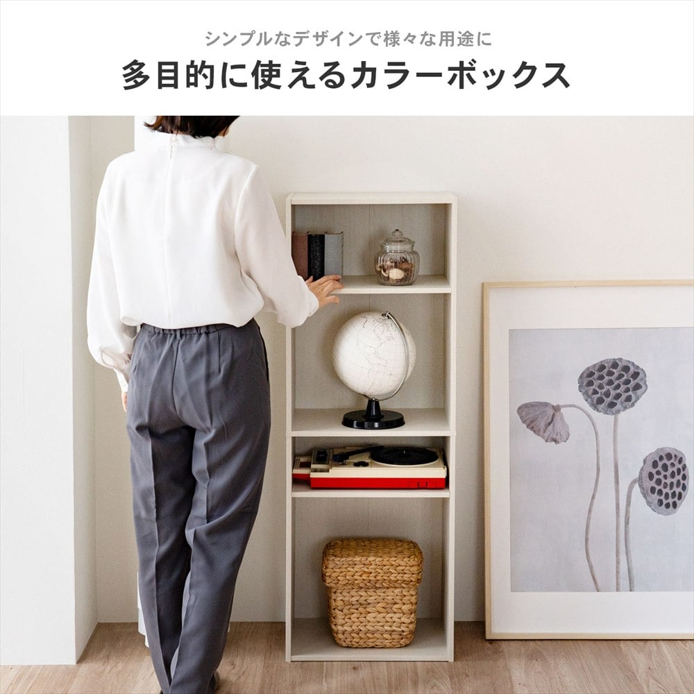LIFELEX　４段カラーボックス　可動棚　ホワイト　β ホワイト 4段 可動棚