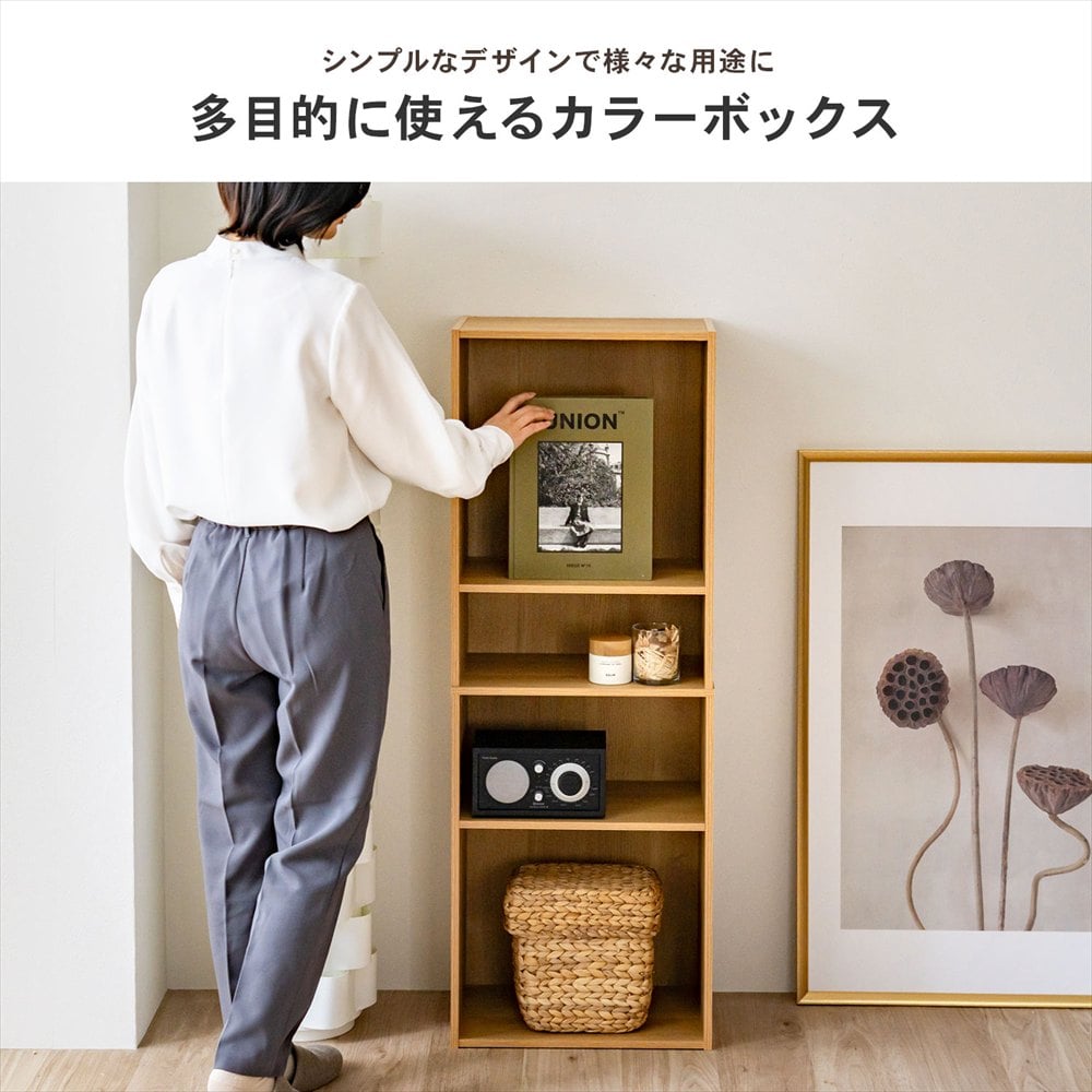 LIFELEX　４段カラーボックス　可動棚　オーク　β オーク 4段 可動棚