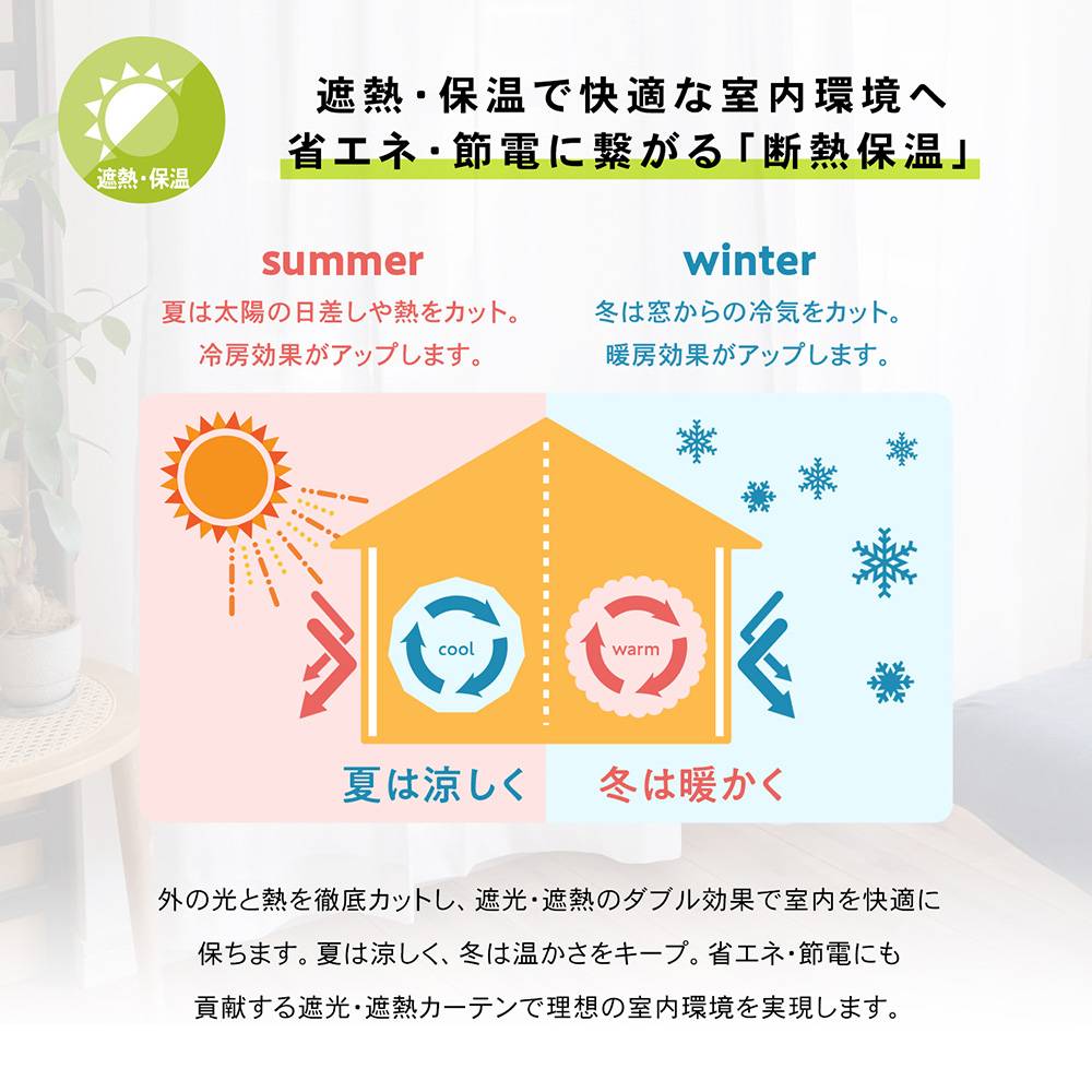 LIFELEX 花粉＋遮熱・保温レースカーテン　ポレン　約幅100×丈108cm　アイボリー　2枚組 丈108cm