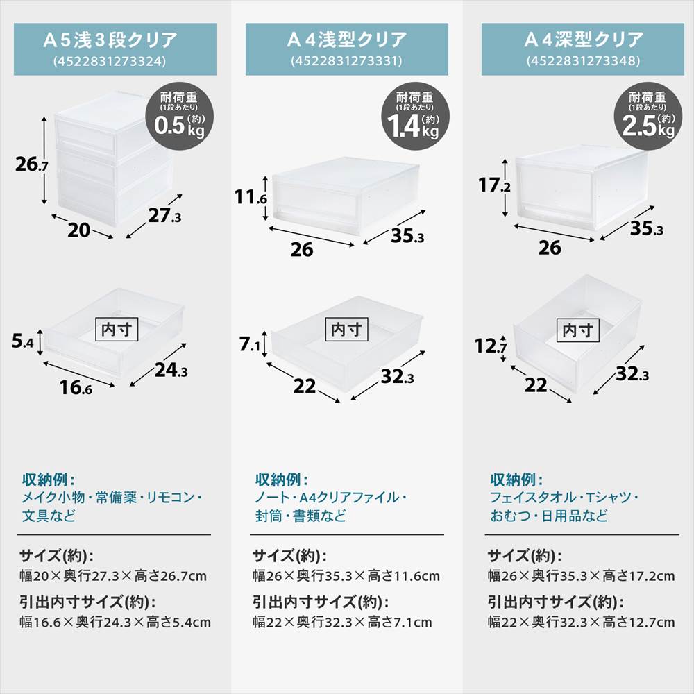 LIFELEX モアネクスト A4浅5段CL 2636-520 ×2個セット クリア A4 浅型5段 [2個]