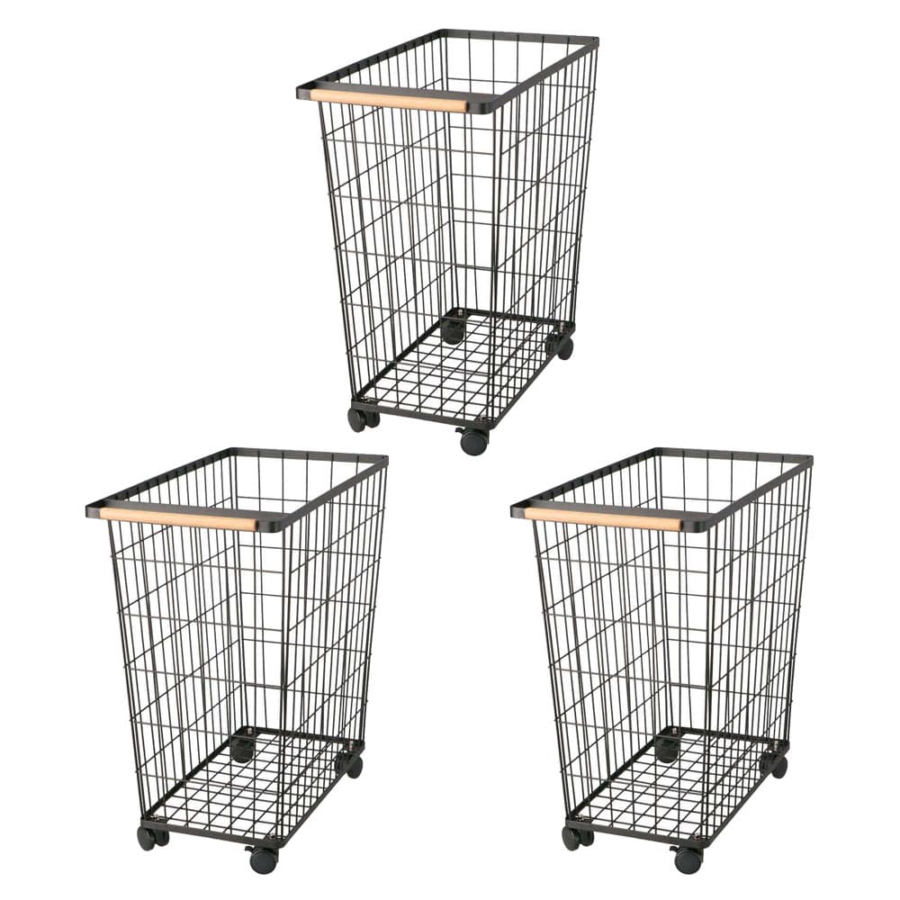 LIFELEX　キャスター付ランドリーバスケット　ブラック　ＹＹ２１－４０１７　×３個セット ブラック ×3個セット