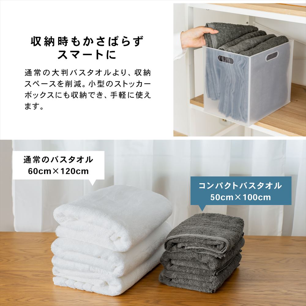 LIFELEX 吸水速乾コンパクトバスタオル　（約）５０ｃｍ×１００ｃｍ　ダークグレー ダークグレー