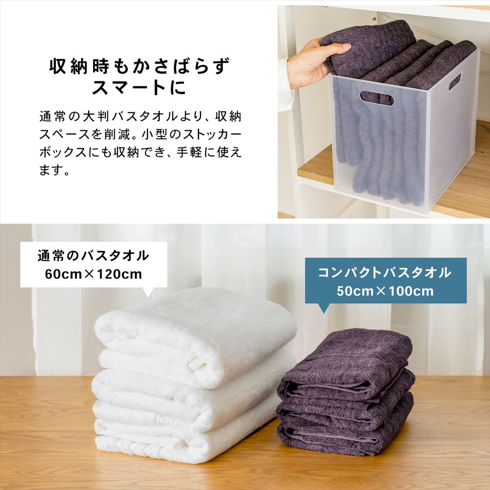 LIFELEX 吸水速乾コンパクトバスタオル　（約）５０ｃｍ×１００ｃｍ　パープル パープル