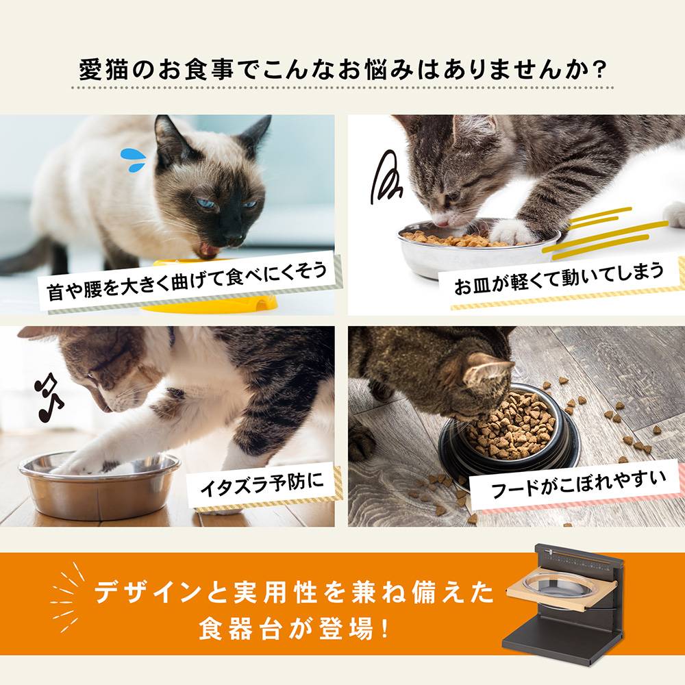 LIFELEX 高さと角度が変えられる猫用食器台　ＰＪ１２－０３８４　ブラック