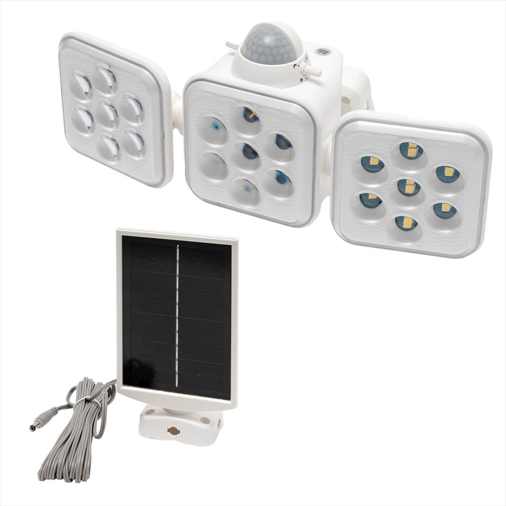 LIFELEX ＬＥＤセンサーライト　３灯タイプ　ソーラー式　５Ｗ