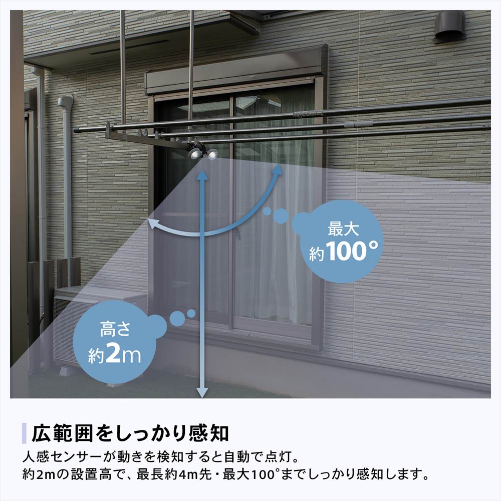 広範囲をしっかり感知