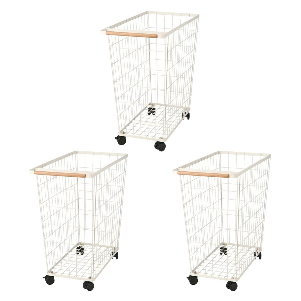 LIFELEX　キャスター付ランドリーバスケット　ホワイト　ＹＹ２１－６０３３　×３個セット ホワイト ×3個セット