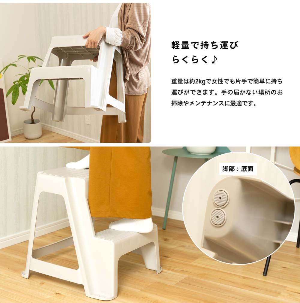 ＰＣ２段踏み台 大 約幅48×奥行48×高さ45cm 耐荷重：約100kg 大 （約幅48×奥行48×高さ45cm）