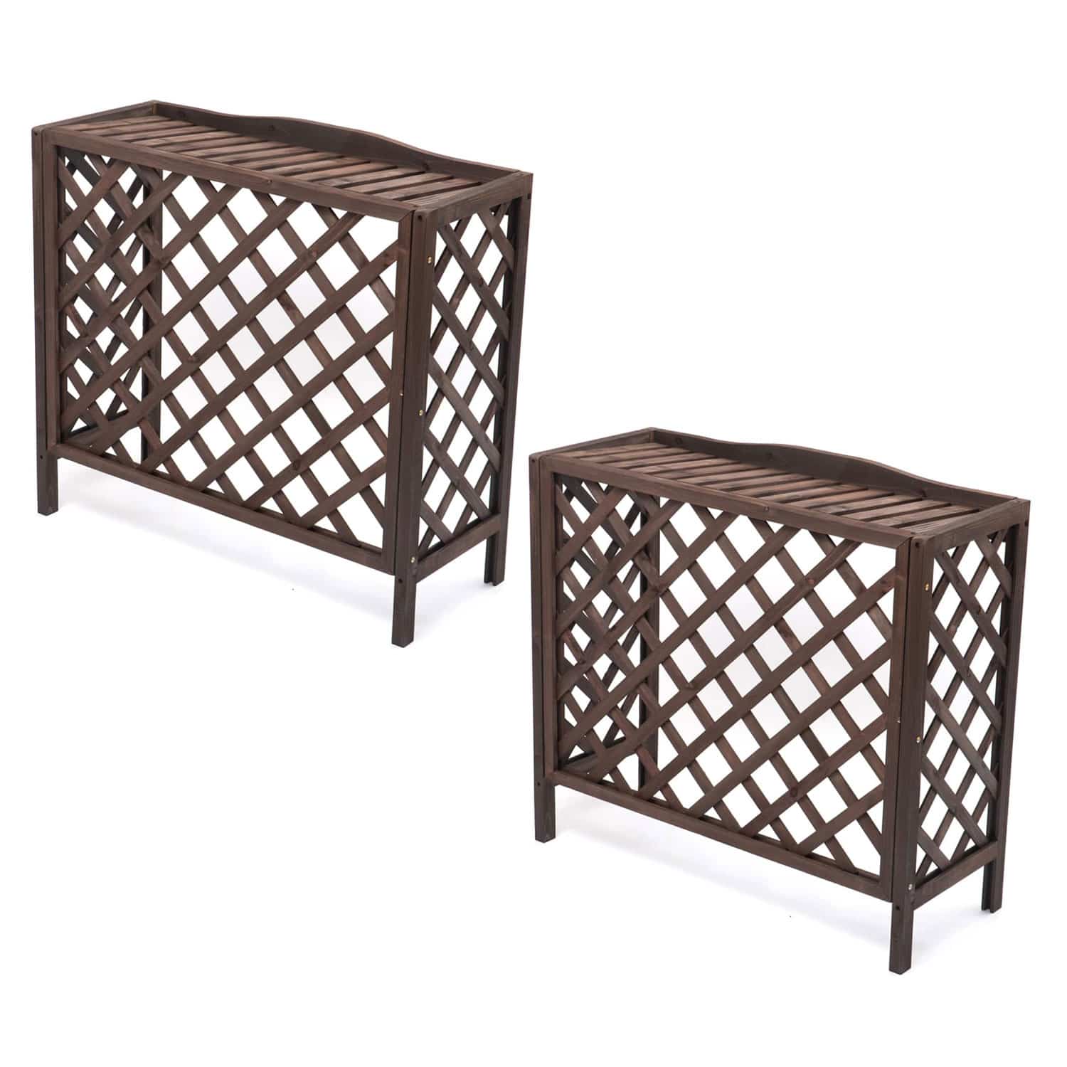 室外機カバー　格子タイプ２　ダークブラウン　×２個セット ダークブラウン 格子タイプ２×2個セット