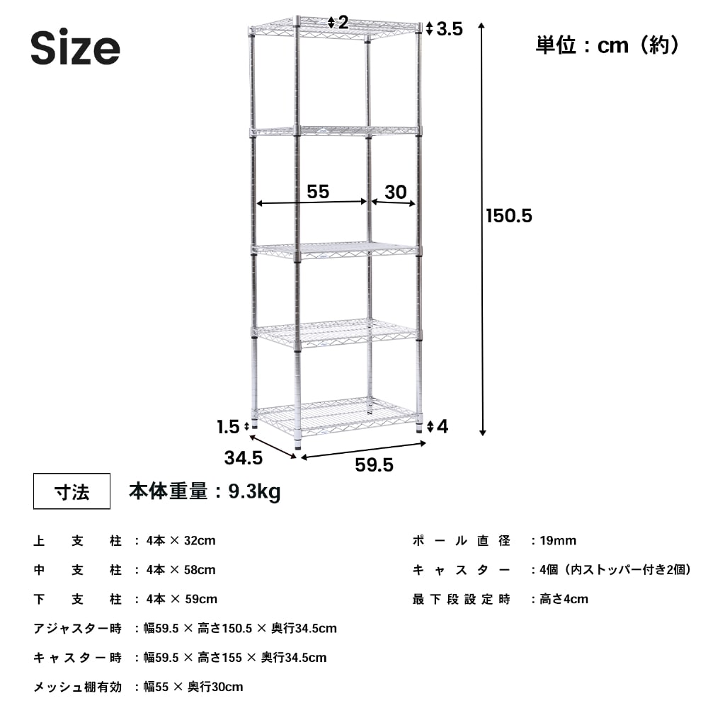 システムラックα5段60W 6035-155 可動棚 ×2個セット 5段・2個セット