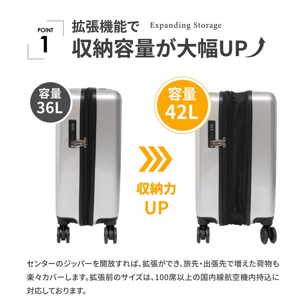 拡張式スーツケース　シルバー　ＫＷＨ１４－０３３０－ＳＶ シルバー