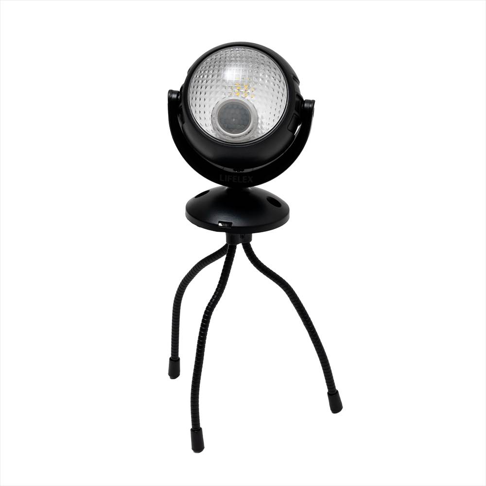 LIFELEX 　三本の脚で取り付けられる乾電池式センサーライト　ブラック　ＫＳＬ１０－０４０８