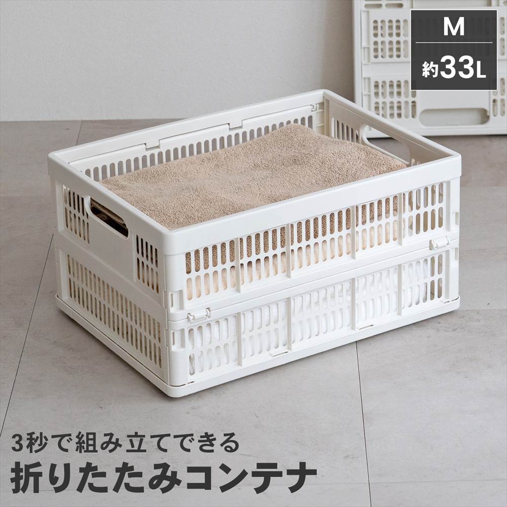 LIFELEX　折りたたみコンテナＭ　ホワイト 単品