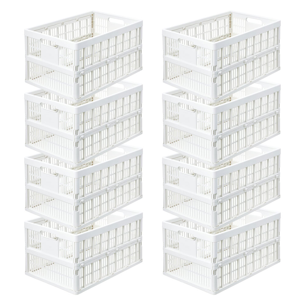 【まとめてお得】LIFELEX　折りたたみコンテナＬ　ホワイト　×８個セット 8個セット【まとめてお得】