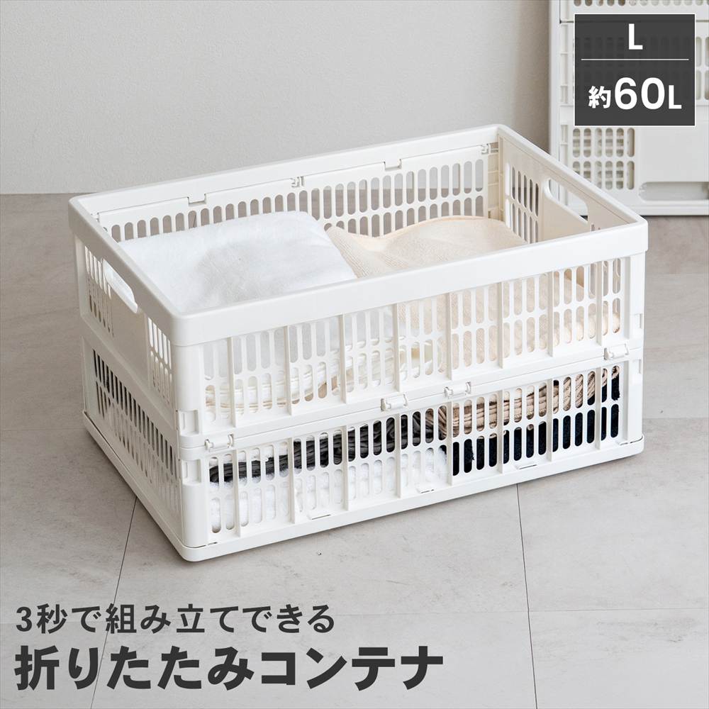 LIFELEX　折りたたみコンテナＬ　ホワイト 単品