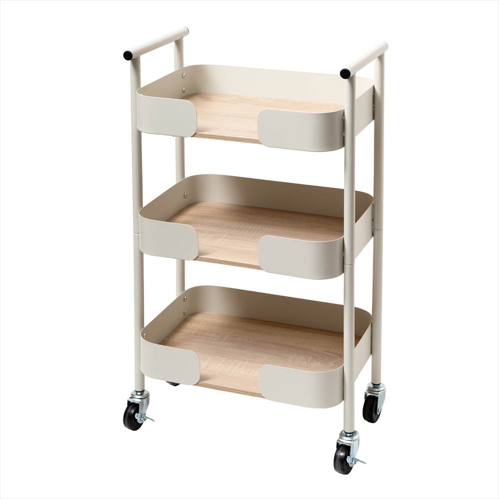 LIFELEX　トロリーバスケット３段　ＮＡ/ＷＨ　ナチュラル/ホワイト ナチュラル/ホワイト