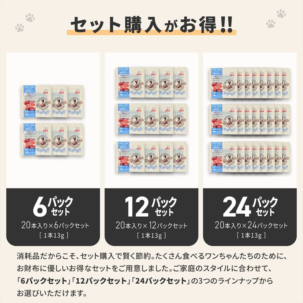 LIFELEX 犬のおやつ いぬぴゅーれ 無添加海鮮ミックス 13ｇ×20パック 日本製　×24個セット 海鮮ミックス 13ｇ×20パック×24個セット
