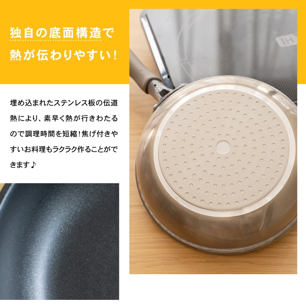 LIFELEX 圧縮フッ素コートこびりつきにくいフライパン 20cm KHK05-4466 直火/ＩＨ対応 日本製 フライパン 20cm