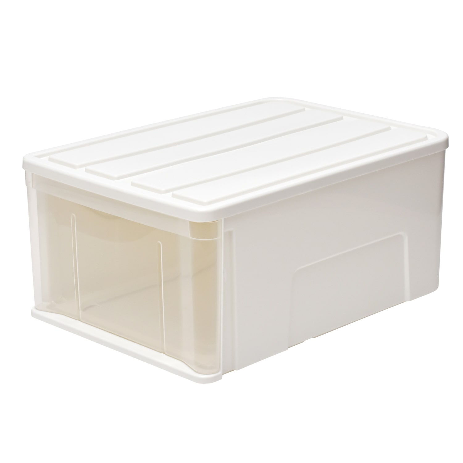 LIFELEX 引出収納ケース 55Ｍ ホワイト 約幅40Ｘ奥行55Ｘ高さ25cm クローゼット用　×３個セット 55Ｍ ホワイト 約幅40Ｘ奥行55Ｘ高さ25cm クローゼット用　3個セット