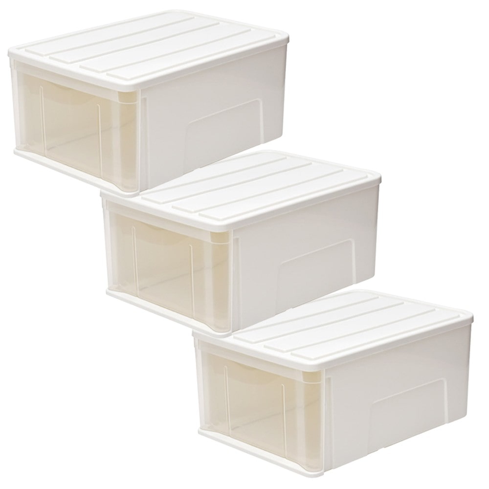 LIFELEX 引出収納ケース 55M ホワイト 約幅40×奥行55×高さ25cm クローゼット用 ×3個セット 55M ×3個