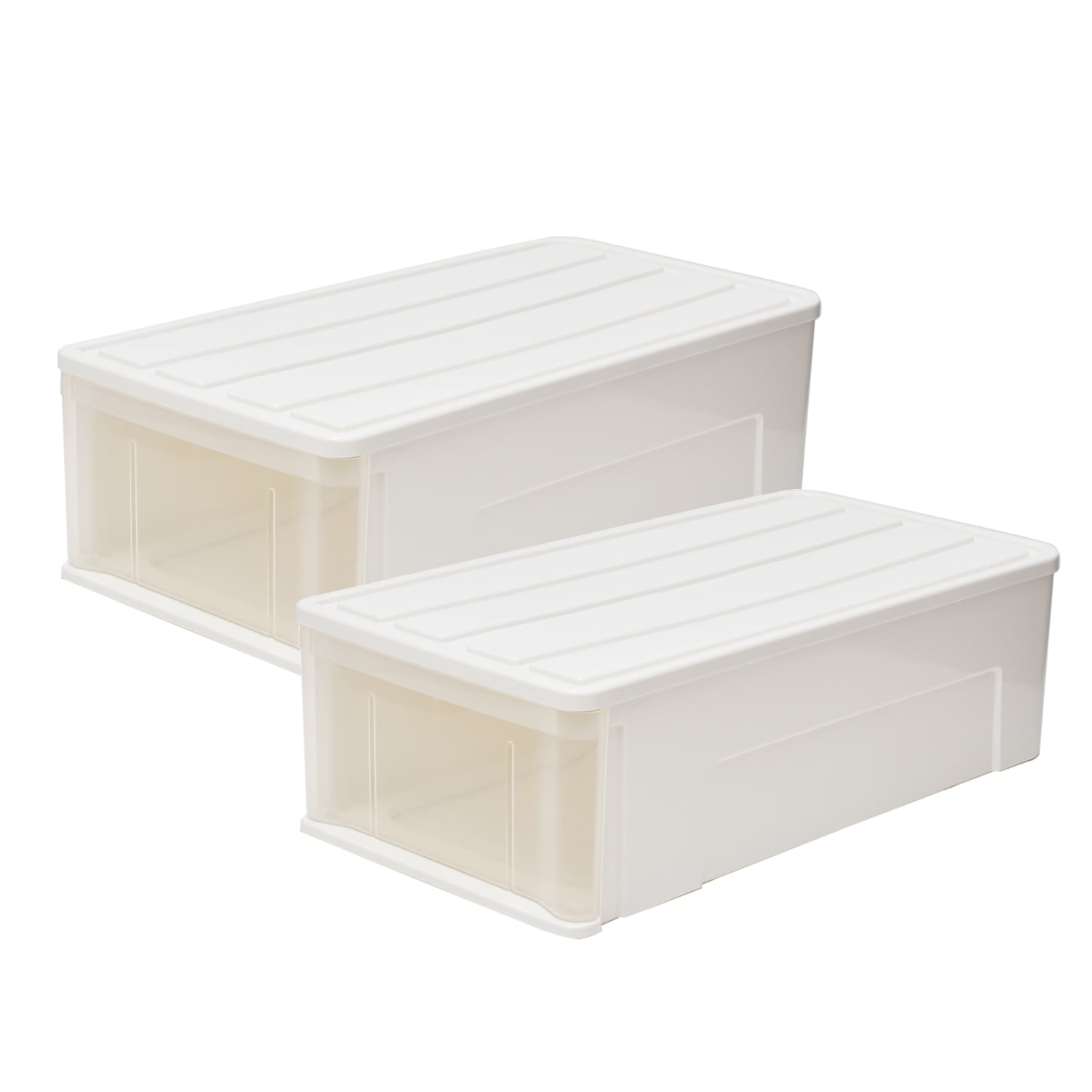 LIFELEX 引出収納ケース 74M ホワイト 約幅39×奥行74×高さ23cm 押入用 ×2個セット 74M