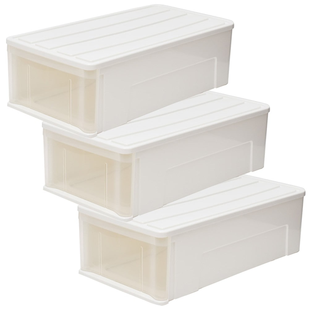 LIFELEX 引出収納ケース 74Ｍ ホワイト 約幅39Ｘ奥行74Ｘ高さ23cm 押入用　×３個セット 74Ｍ ホワイト 約幅39Ｘ奥行74Ｘ高さ23cm 押入用　3個セット
