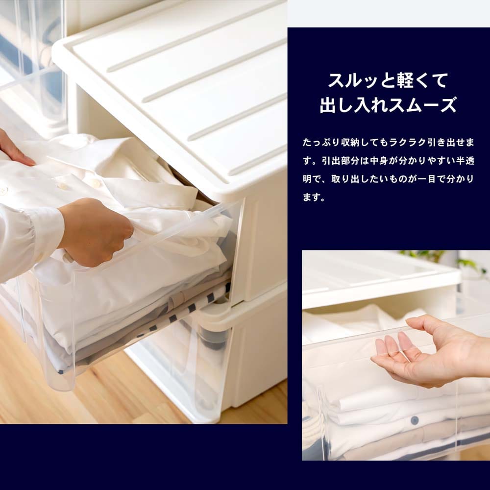 LIFELEX 引出収納ケース ワイド74Ｍ ホワイト 約幅44Ｘ奥行74Ｘ高さ23cm 押入用　×３個セット ワイド74Ｍ ホワイト 約幅44Ｘ奥行74Ｘ高さ23cm 押入用　3個セット