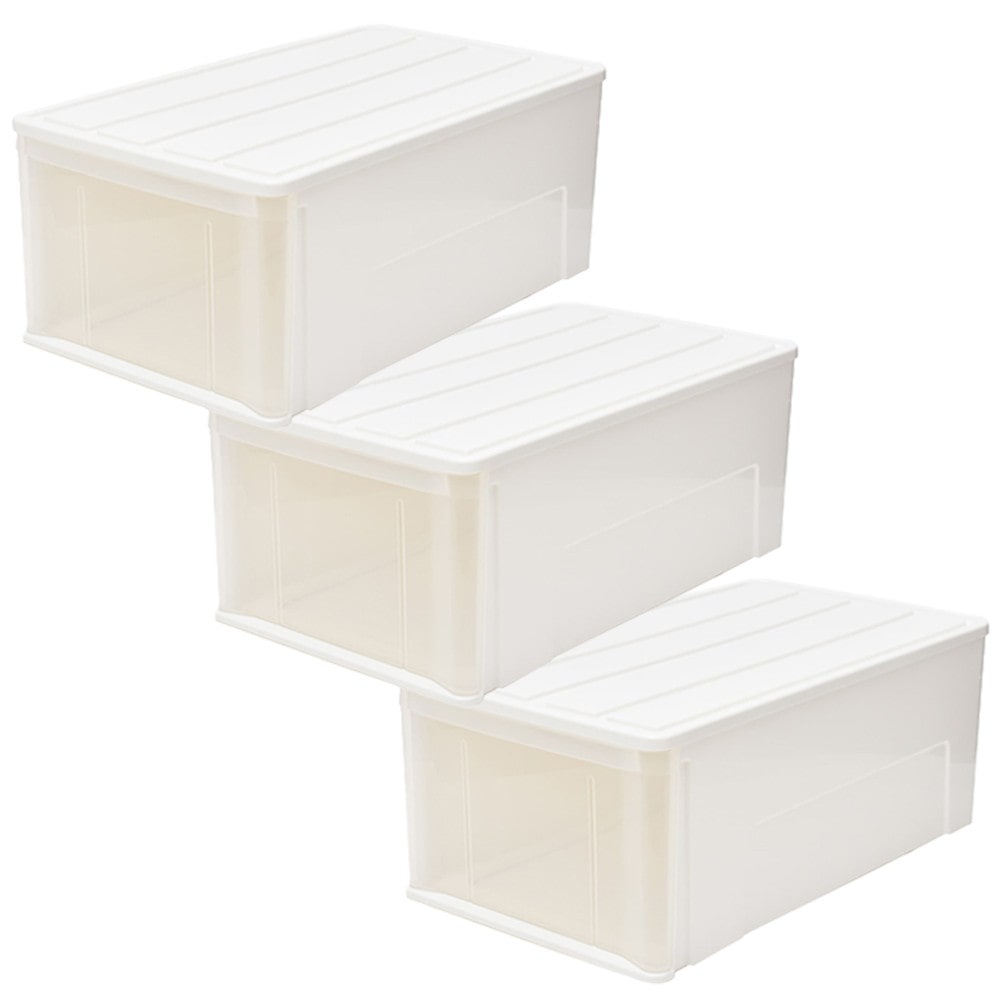 LIFELEX 引出収納ケース ワイド74L ホワイト 約幅44×奥行74×高さ30cm 押入用 ×3個セット ワイド74L ×3個