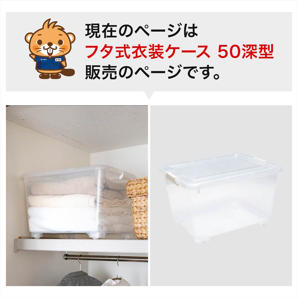 LIFELEX 衣装ケース 収納ボックス 押入れ クローゼット 衣類収納 フタ式 深型 コロ付き 奥行50cm 4050-30 奥行50cm深型