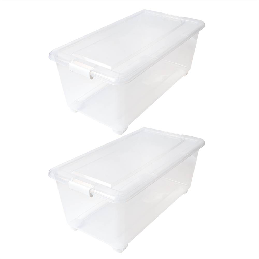 LIFELEX 衣装ケース 収納ボックス 押入れ収納 フタ式 深型 コロ付き 奥行75cm 2個セット 4075-30 奥行75cm深型 2個セット